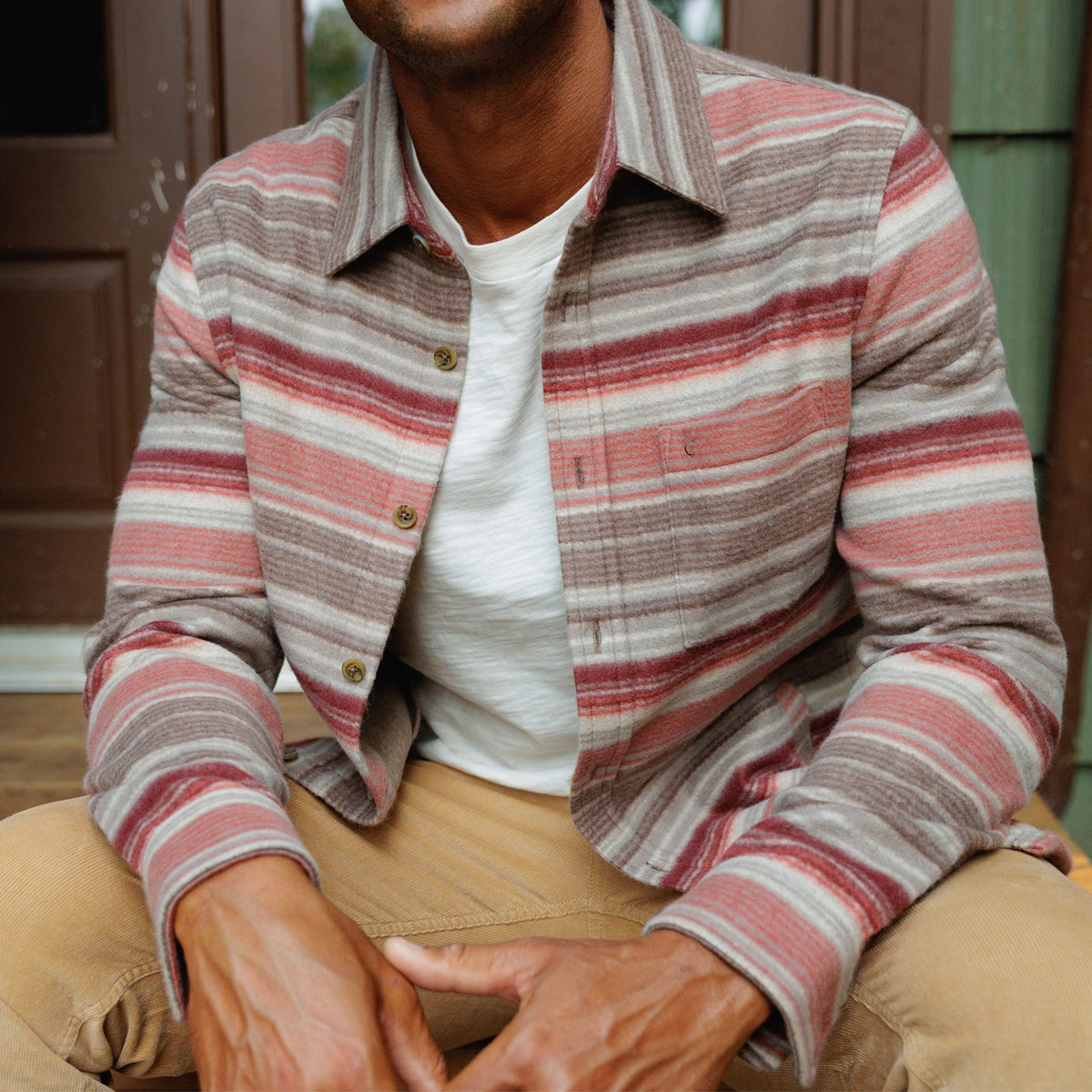 Chill-Knit Fleece Shacket - Horizon Stripe Cedar