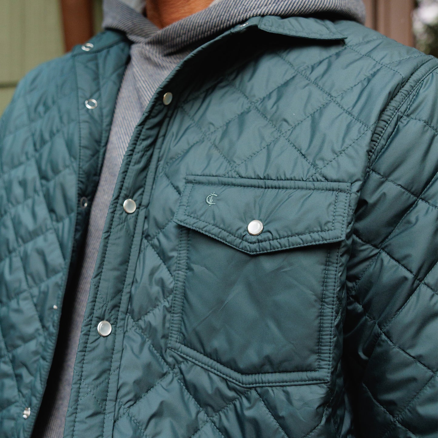 Quilted Shacket - Hunter Green