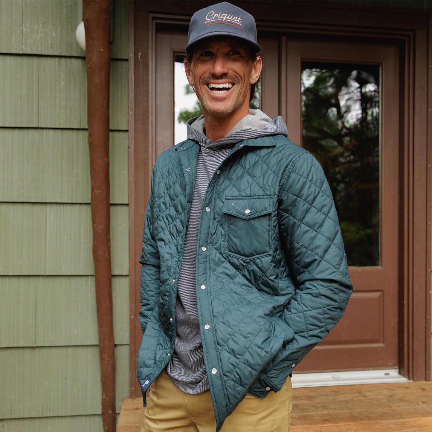 Quilted Shacket - Hunter Green