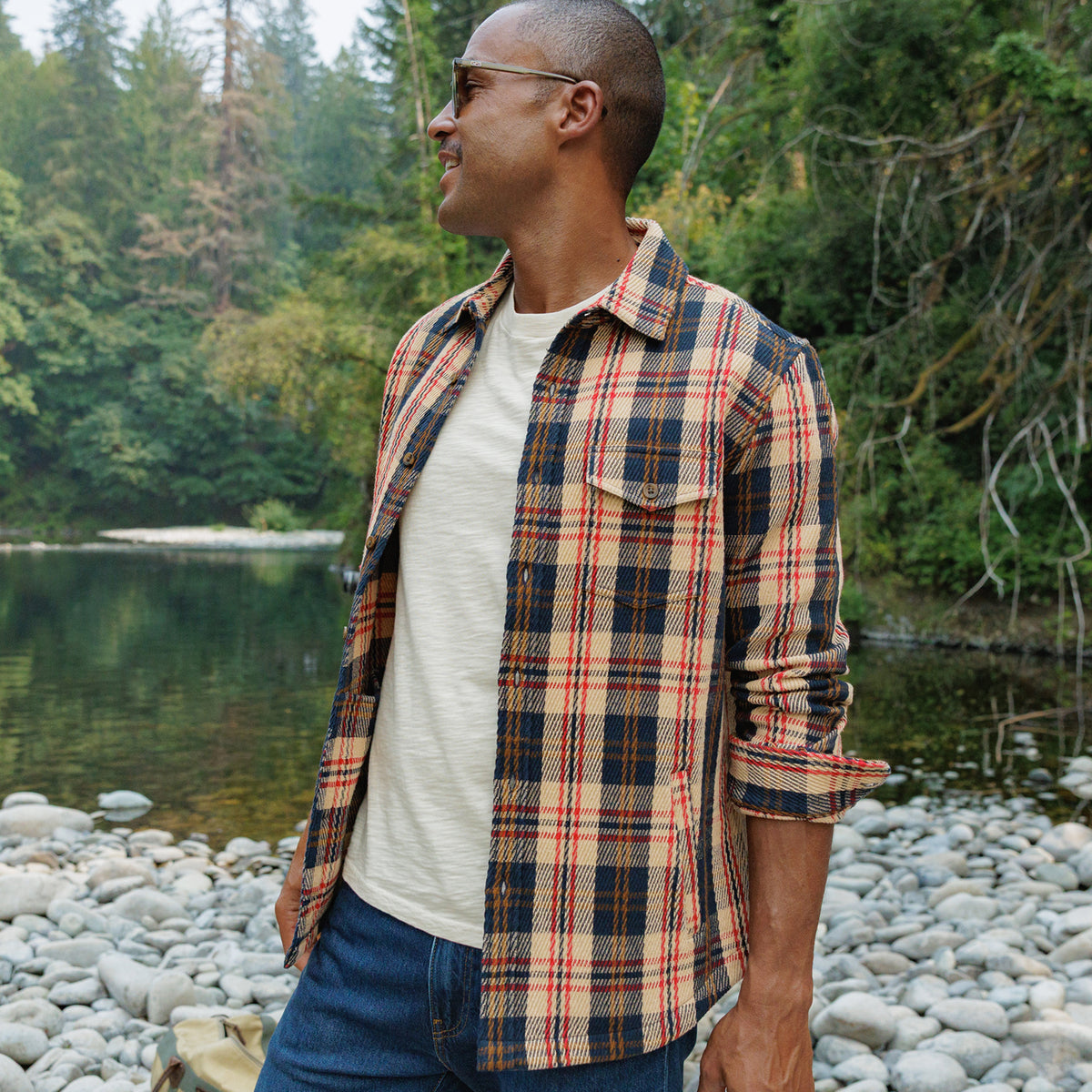 Heavy Twill Shacket - Navy Multi Plaid