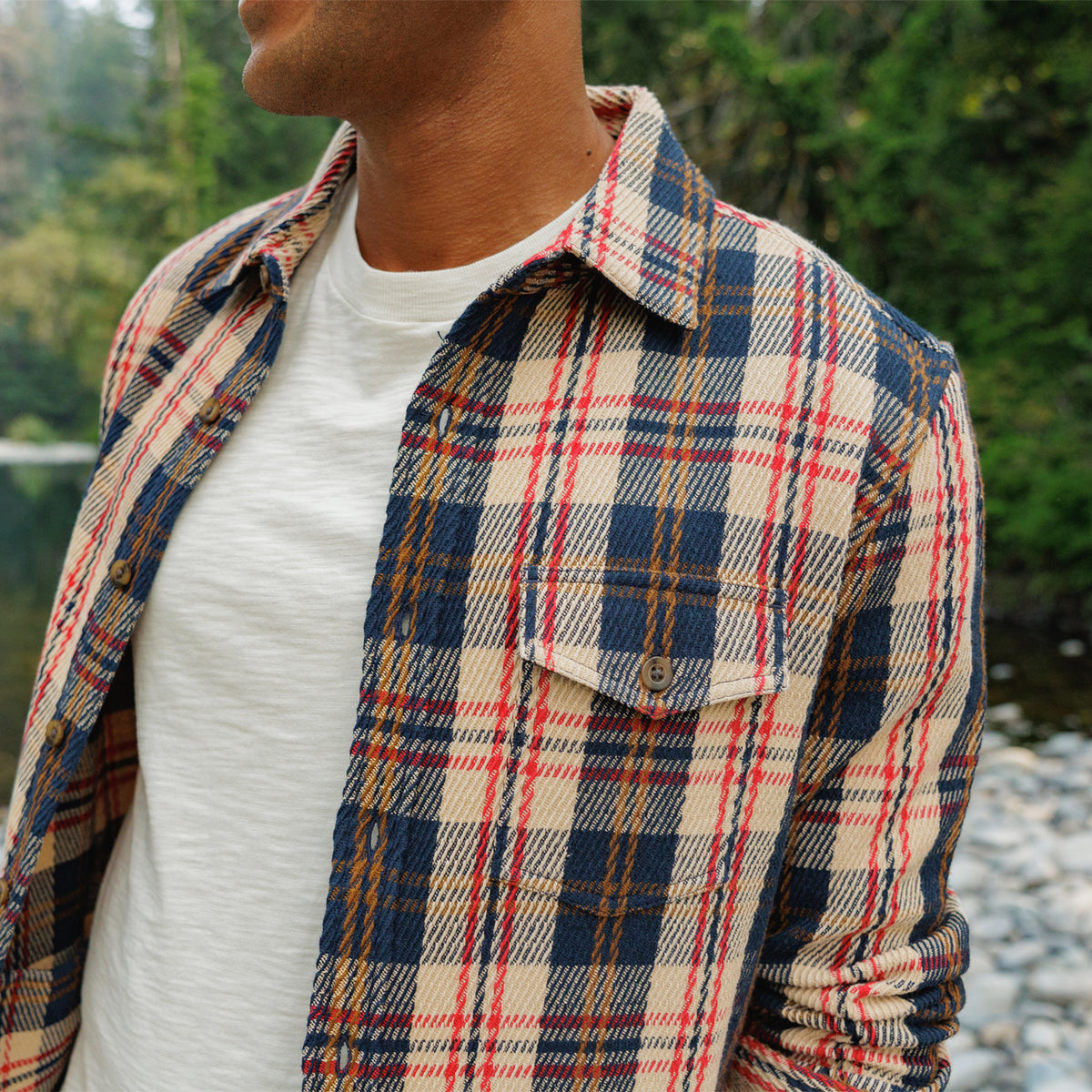Heavy Twill Shacket - Navy Multi Plaid