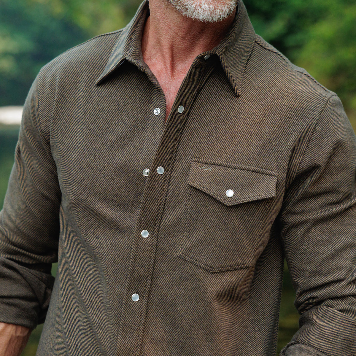 Chill-Knit Twill Pearl Snap - Woodgrain