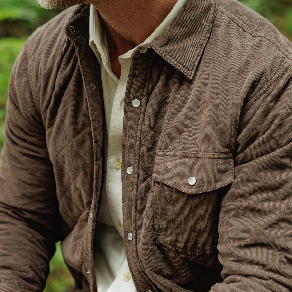 Corduroy Quilted Shacket - Pinecone