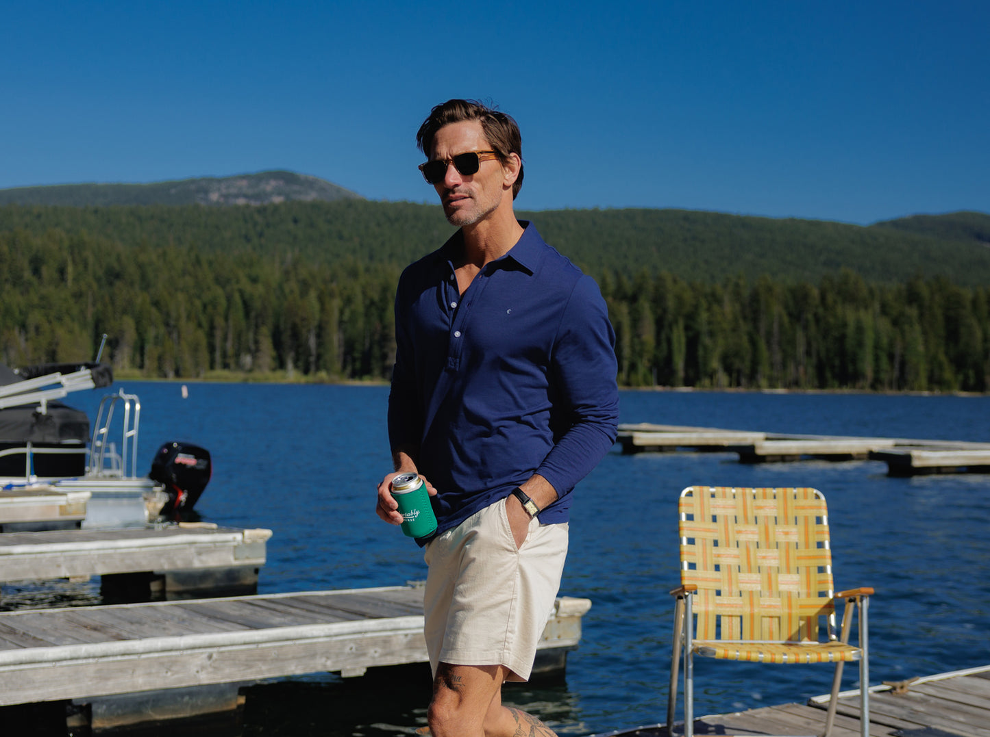 brrr° Long Sleeve Range Polo - Navy