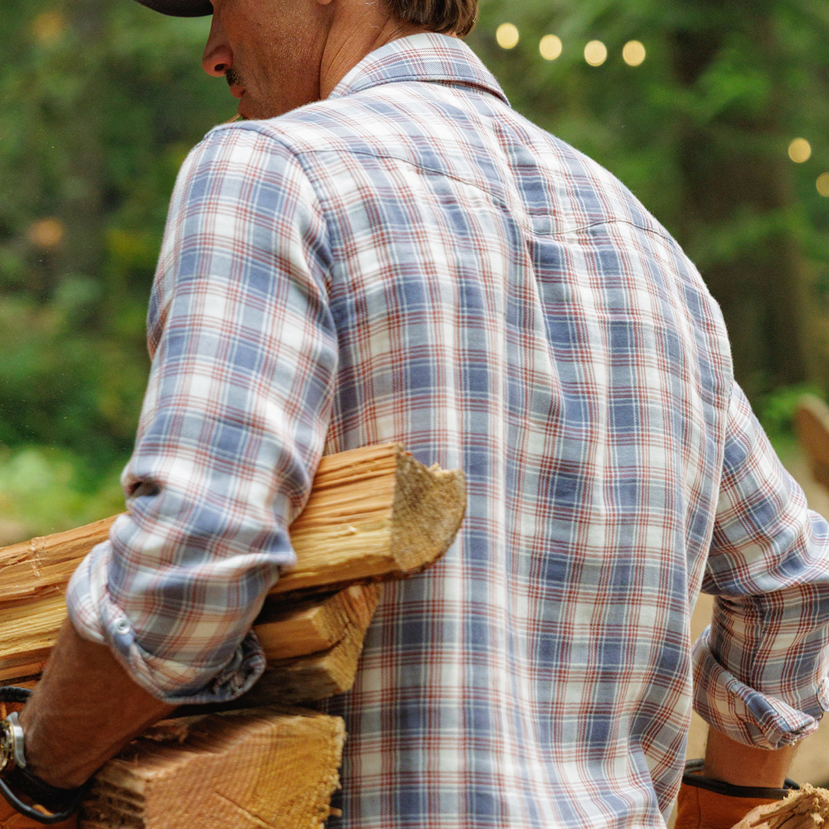 Double Cloth Flannel Pearl Snap - Boyd Plaid - Cream
