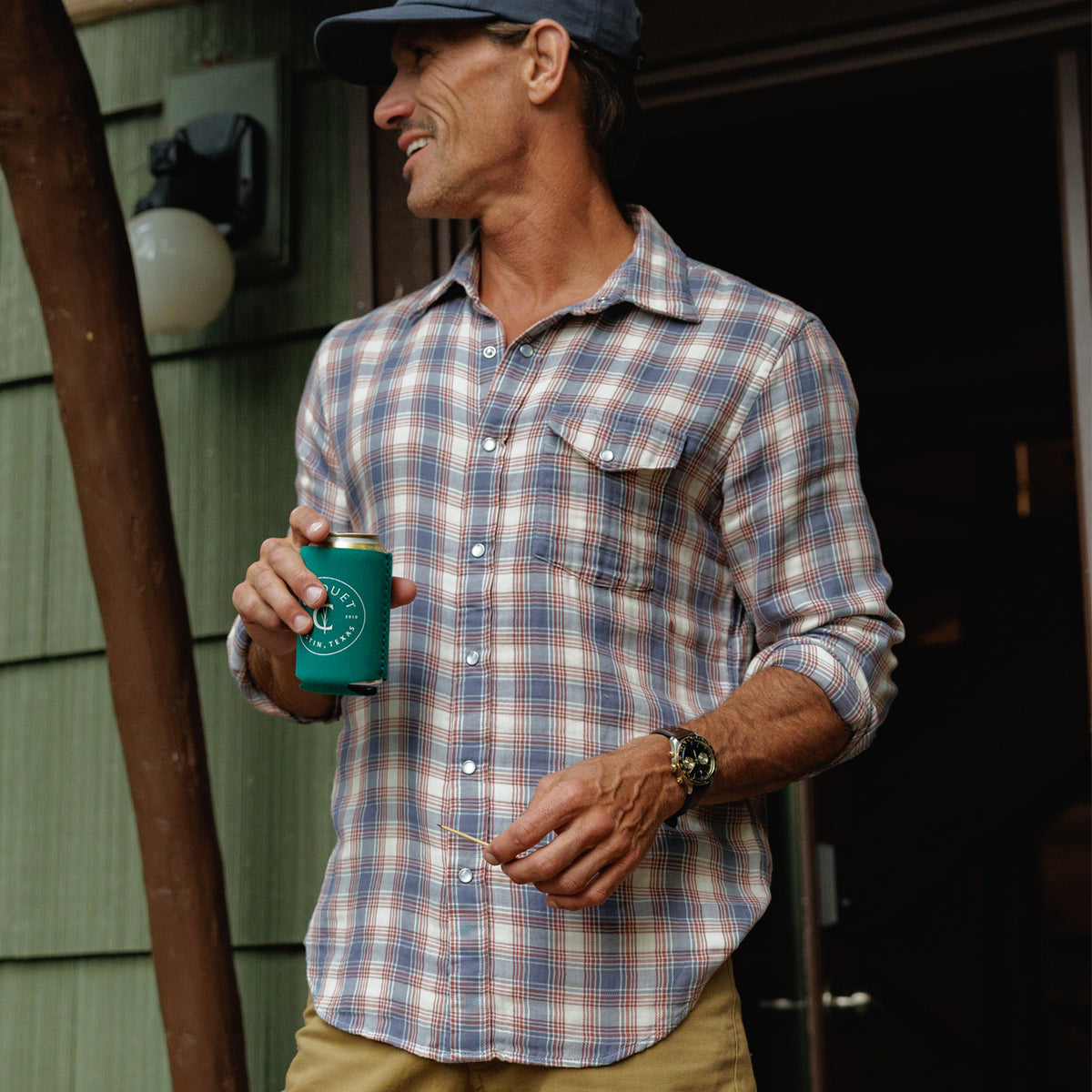 Double Cloth Flannel Pearl Snap - Boyd Plaid - Cream