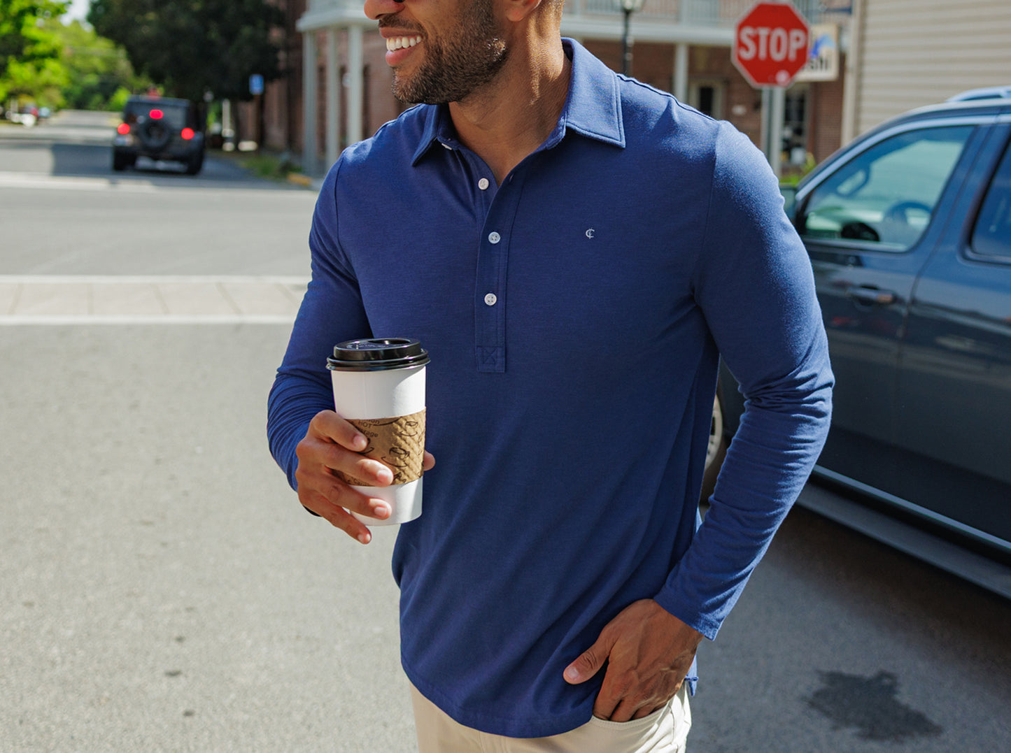brrr° Long Sleeve Range Polo - Navy