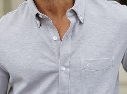 Criquet Oxford Knit Button Down in Light Gray, view 2