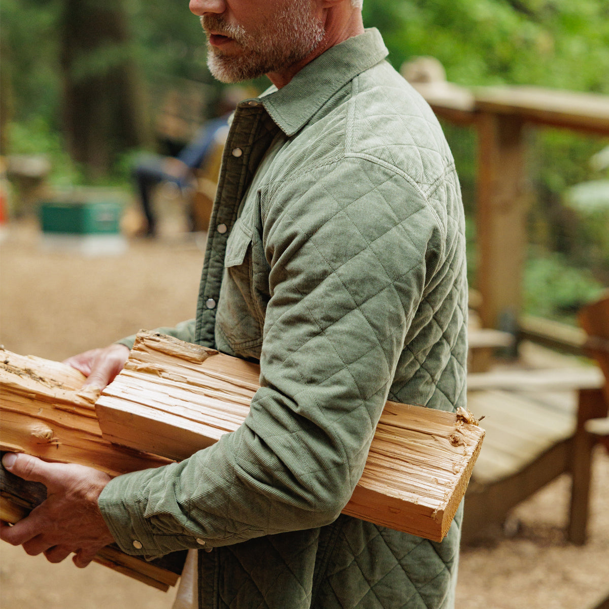 Corduroy Quilted Shacket - Willow