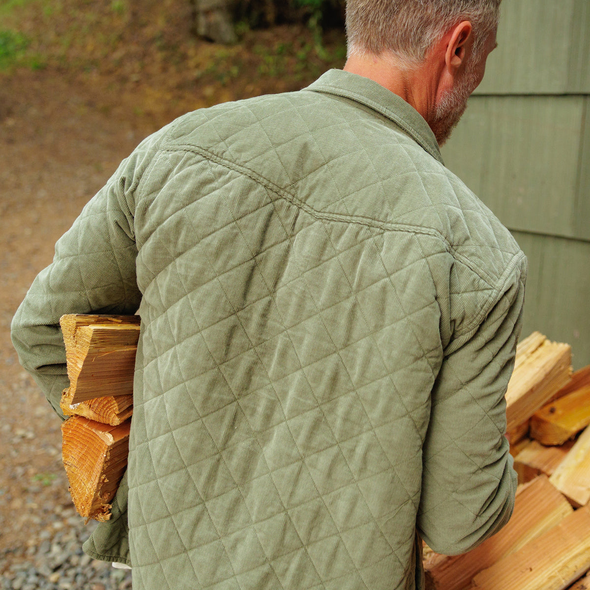 Corduroy Quilted Shacket - Willow