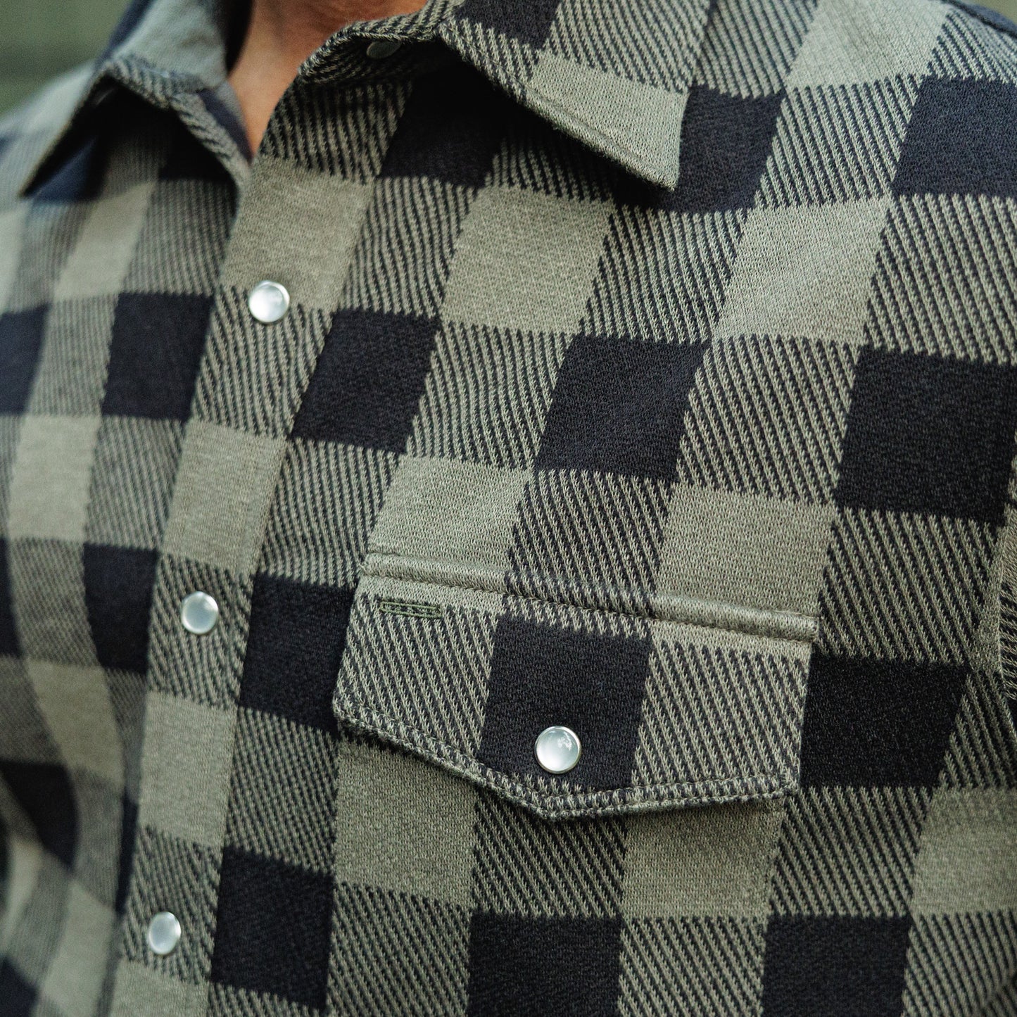 Chill-Knit Twill Pearl Snap - Buffalo Check Black Olive