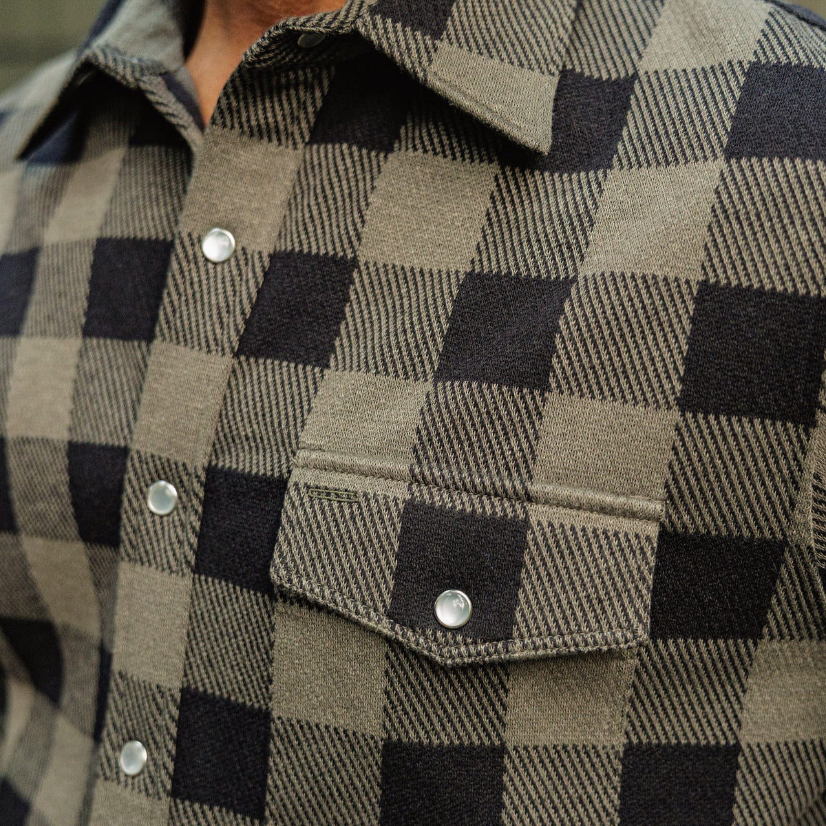 Chill-Knit Twill Pearl Snap - Buffalo Check Black Olive