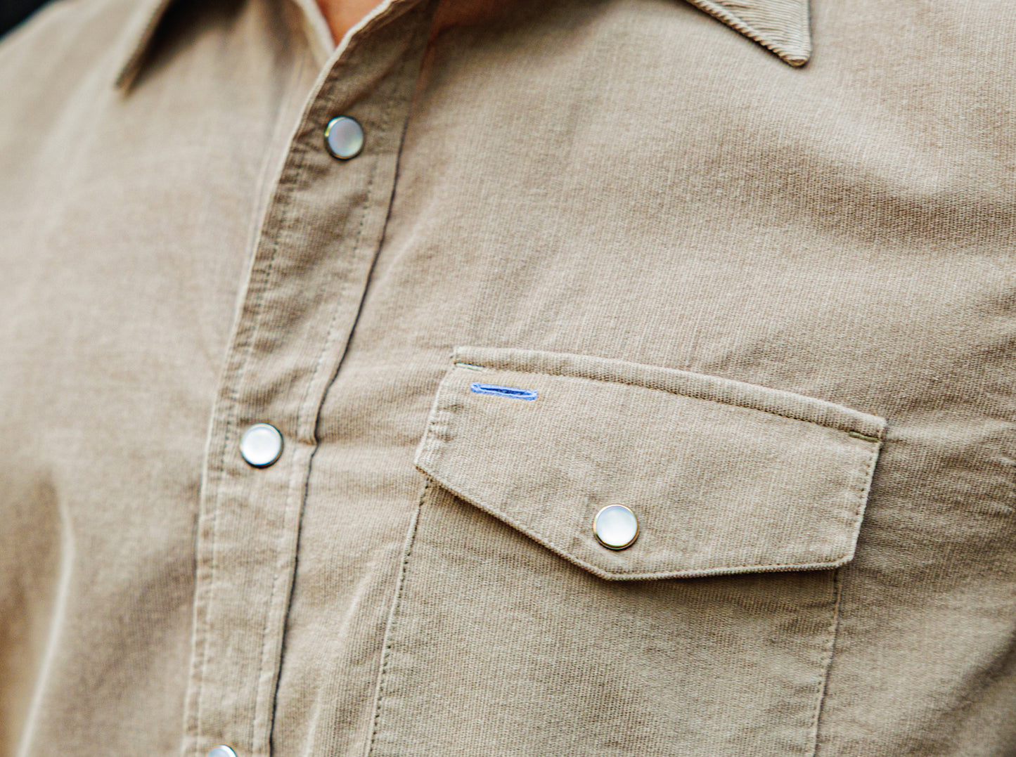 Short Sleeve Corduroy Pearl Snap - Irish Coffee