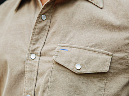 Short Sleeve Corduroy Pearl Snap - Irish Coffee