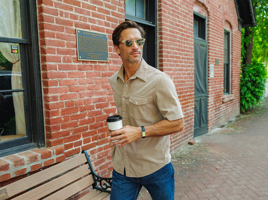 Short Sleeve Corduroy Pearl Snap - Irish Coffee