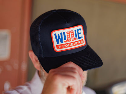 Willie Nelson Trucker Hat - Willie Forever Patch - Navy