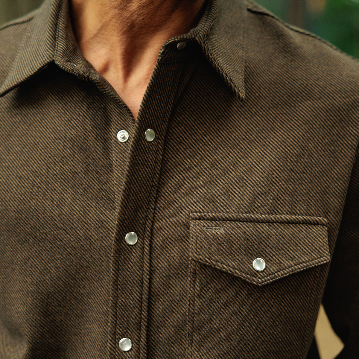 Chill-Knit Twill Pearl Snap - Woodgrain