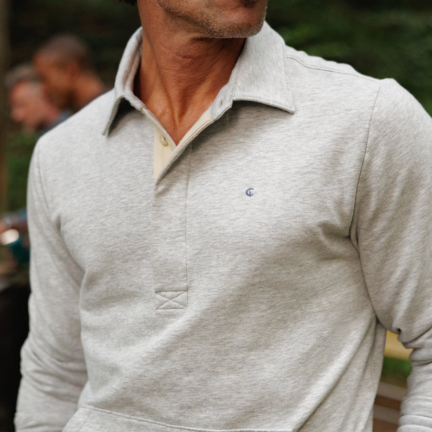 Collared Sweatshirt - Heather Light Gray