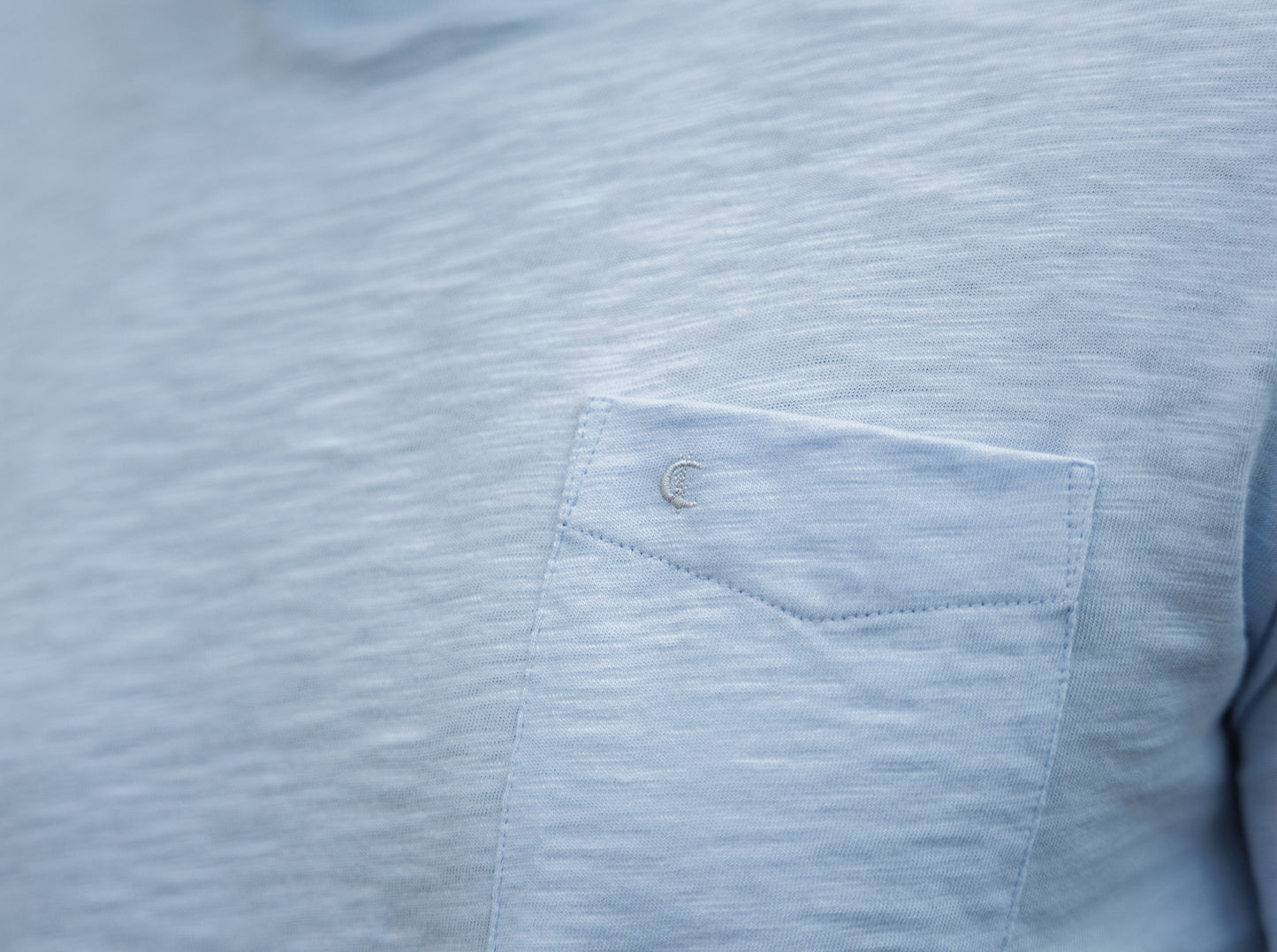 Cotton Slub Long Sleeve T-Shirt - Ice Blue