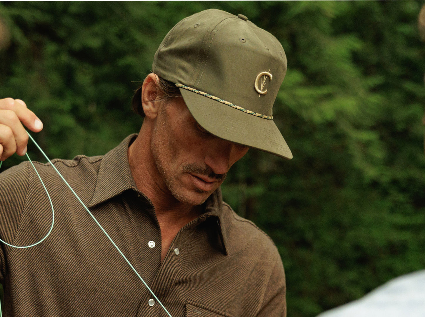 Throwback Hat - Grassy C Embroidery - Peached Olive