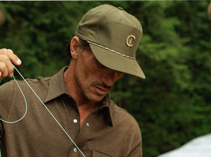 Throwback Hat - Grassy C Embroidery - Peached Olive