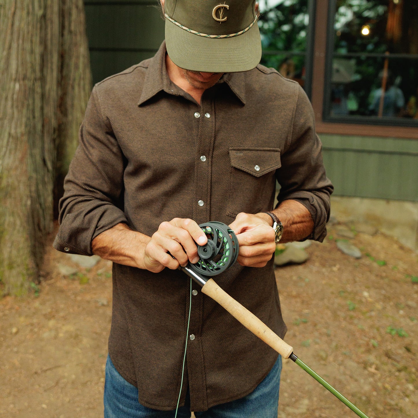 Chill-Knit Twill Pearl Snap - Woodgrain