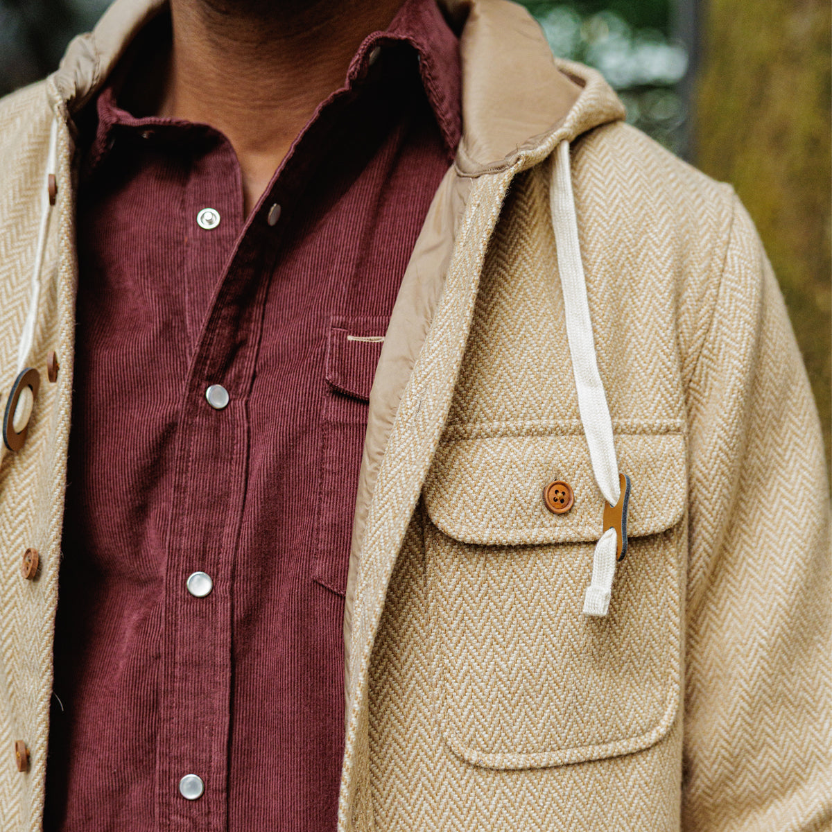 Herringbone Field Hoodie - Light Brown