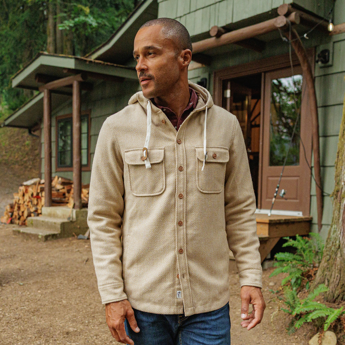 Herringbone Field Hoodie - Light Brown