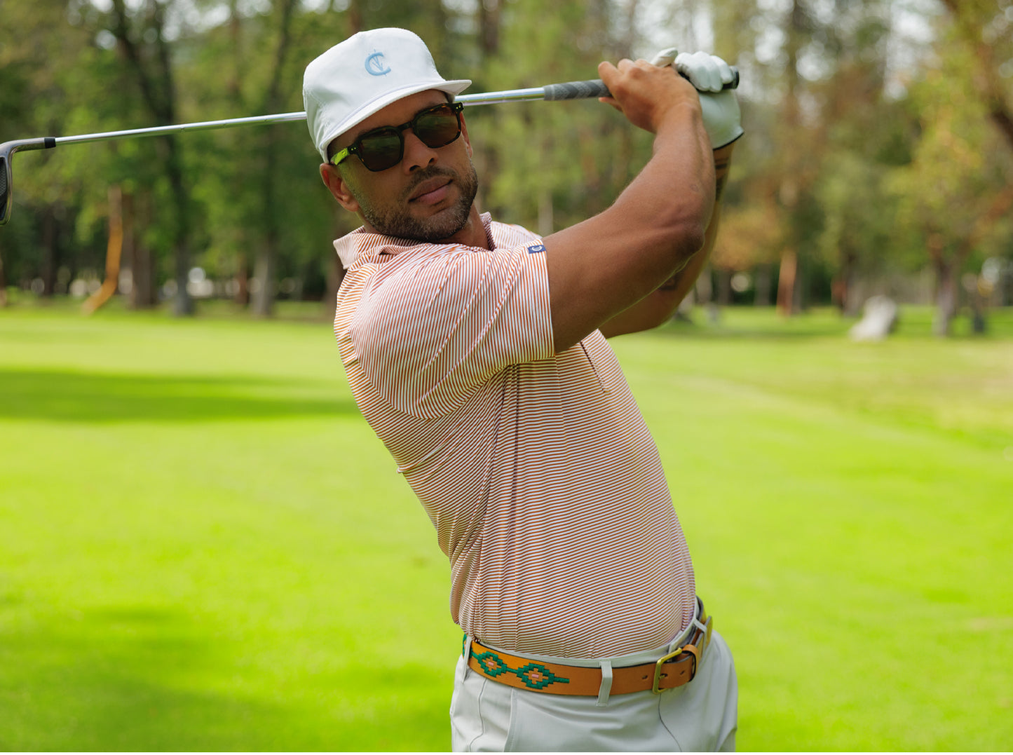 Performance Sport Range Polo - Hobby Stripe - Burnt Orange