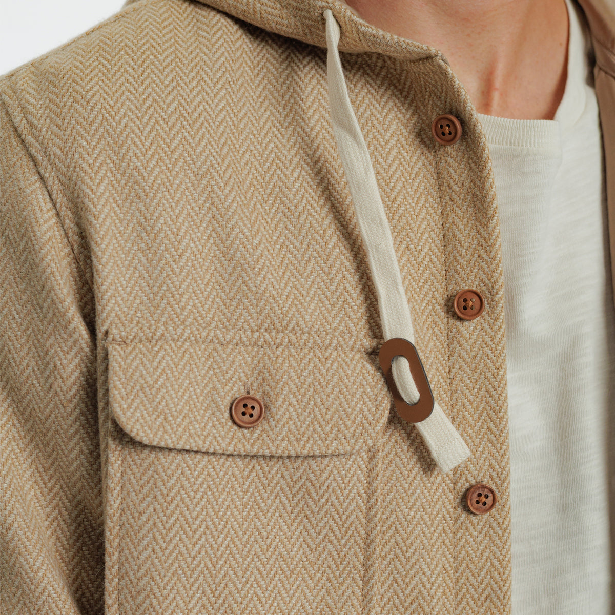 Herringbone Field Hoodie - Light Brown
