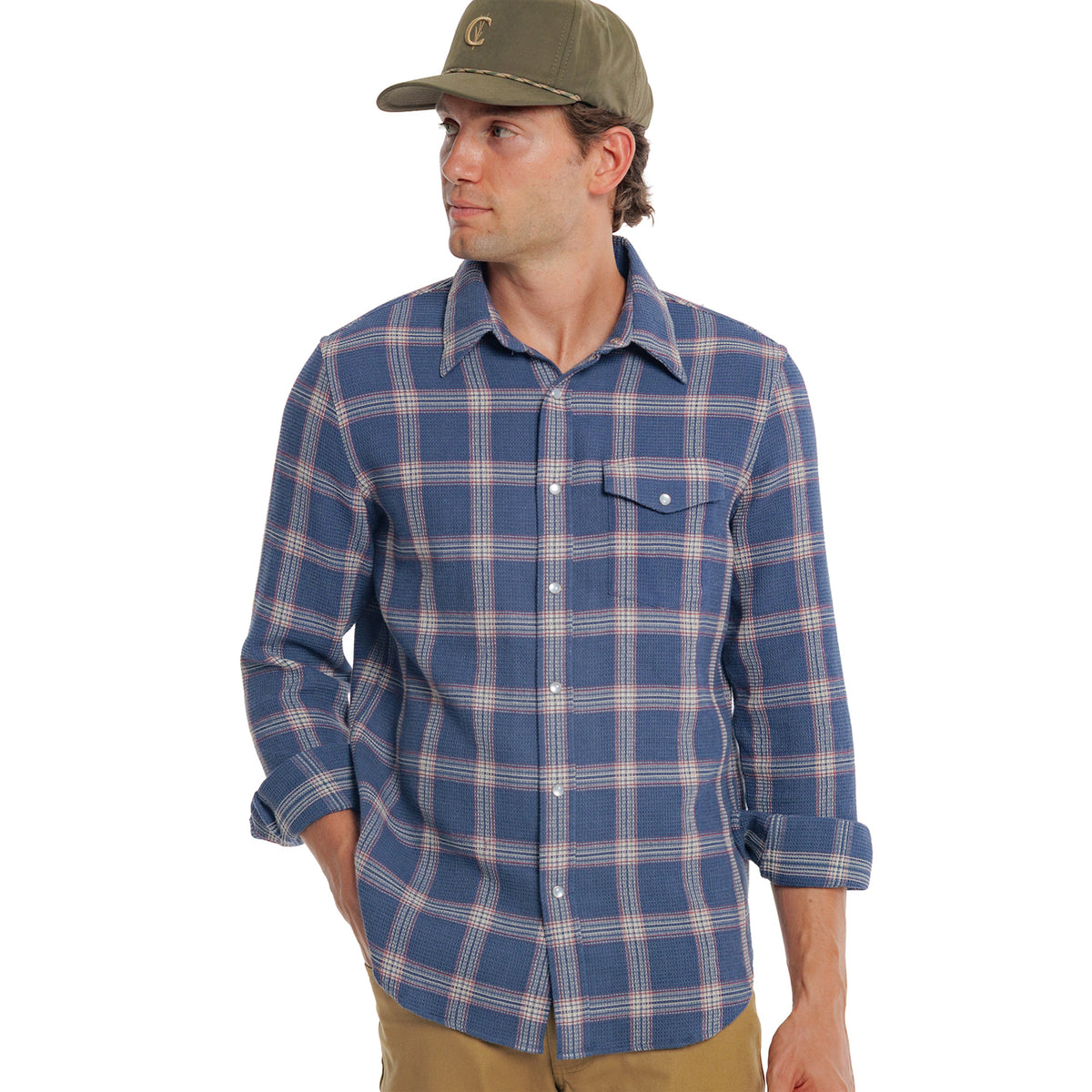 Waffle Plaid Pearl Snap Plaid