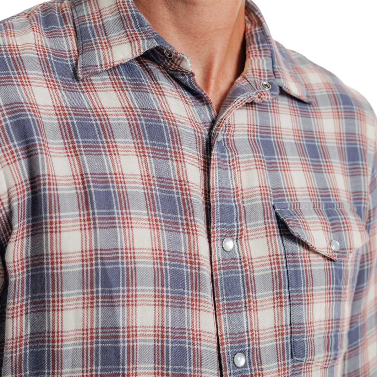 Double Cloth Flannel Pearl Snap - Boyd Plaid - Cream