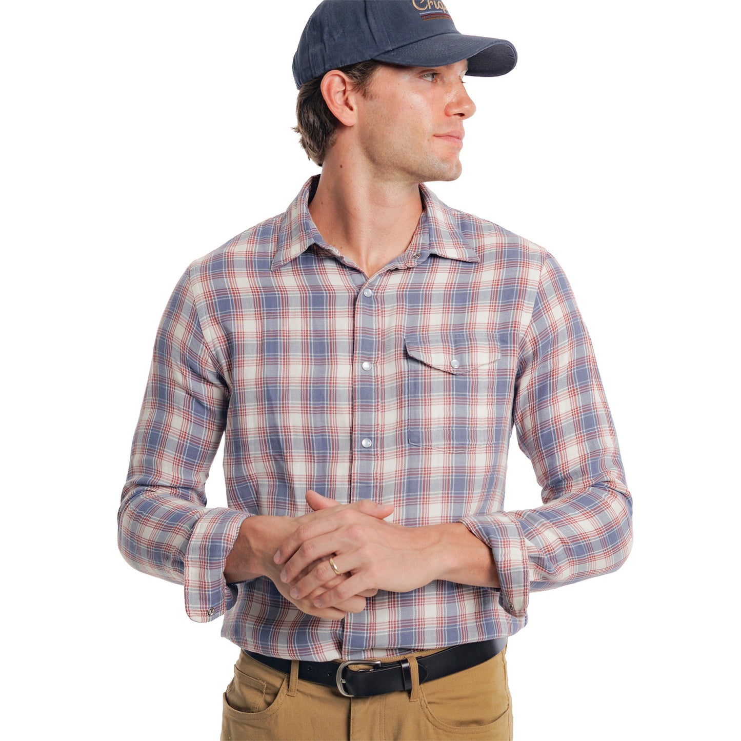 Double Cloth Flannel Pearl Snap - Boyd Plaid - Cream