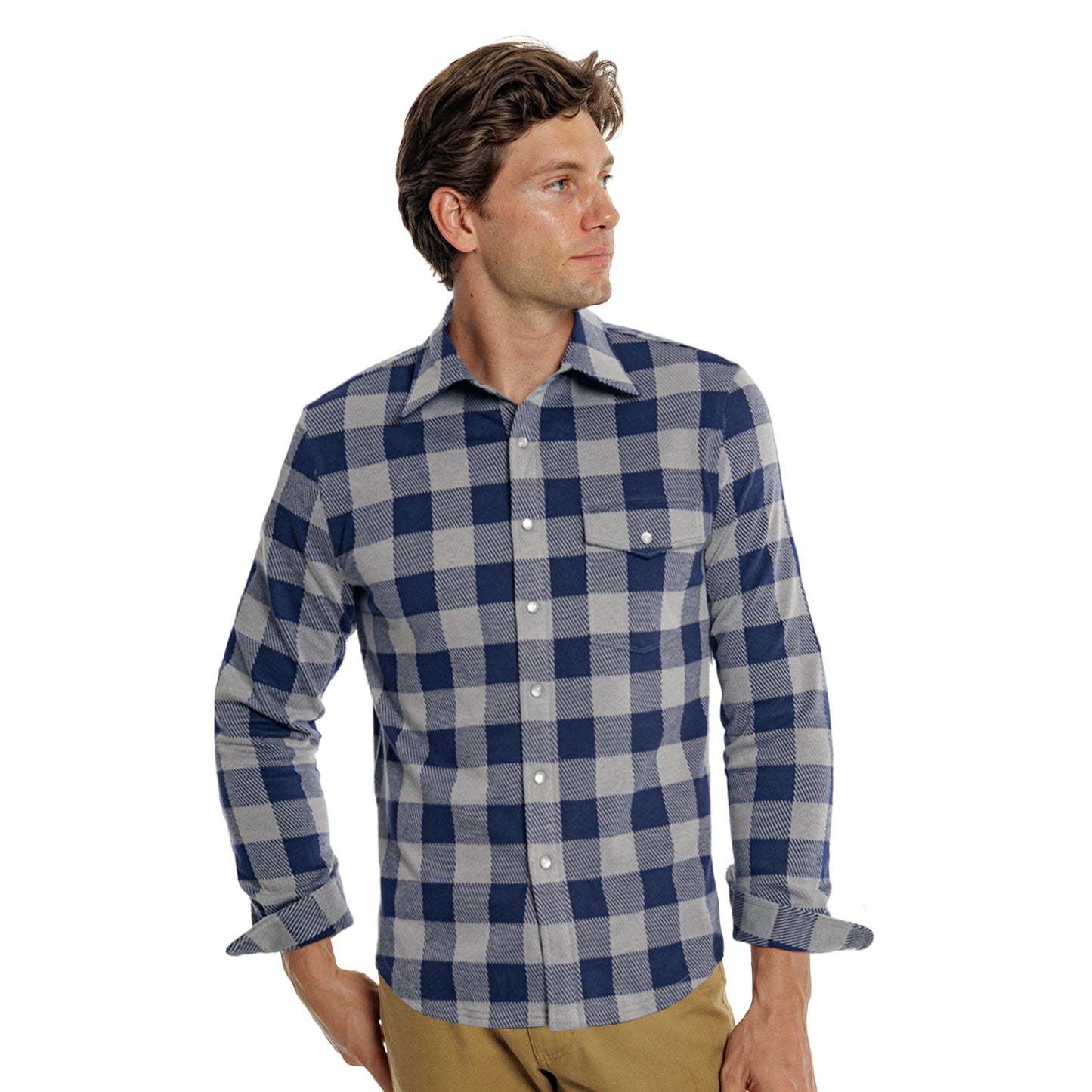 Chill-Knit Twill Pearl Snap - Buffalo Check Navy