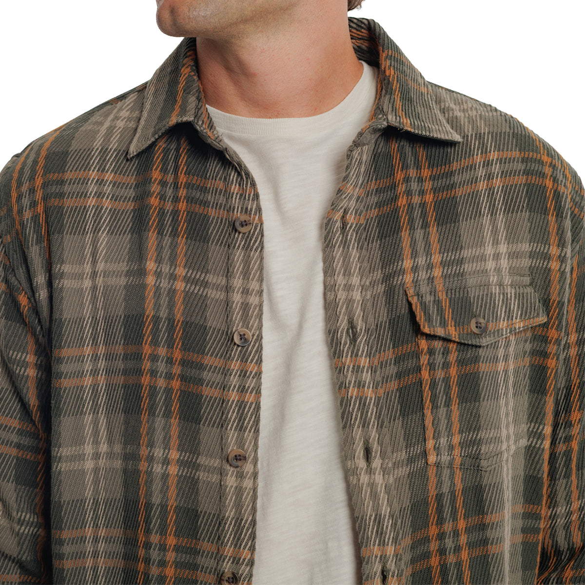 Heavy Twill Shacket - Olive Multi Plaid