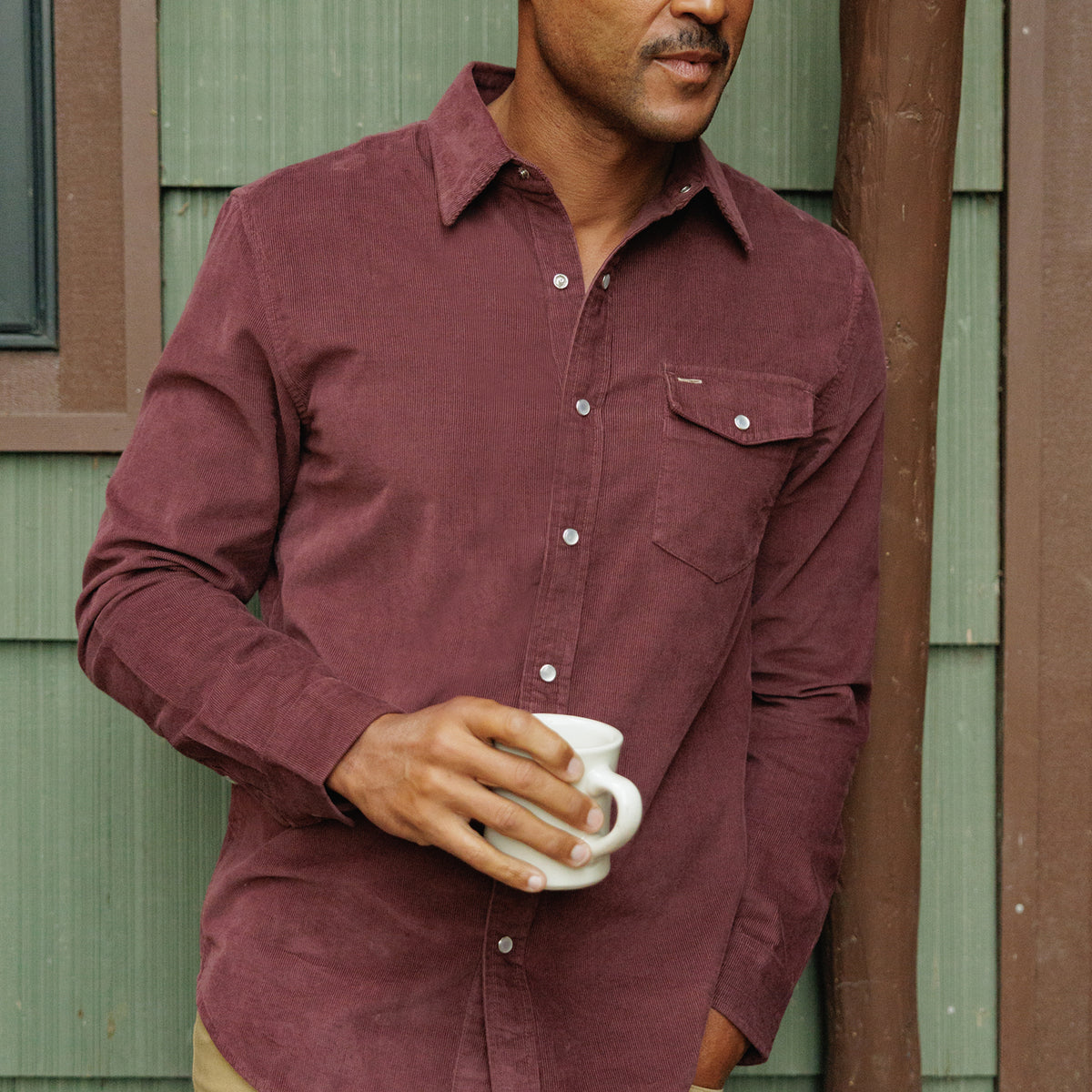 Corduroy Pearl Snap - Cherrywood