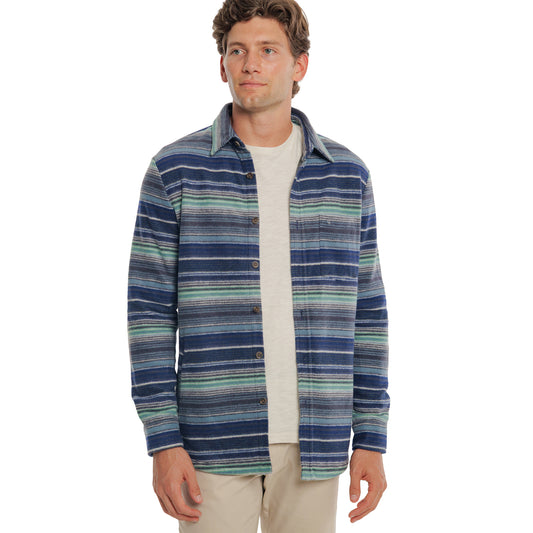 Chill-Knit Fleece Shacket - Horizon Stripe Blue