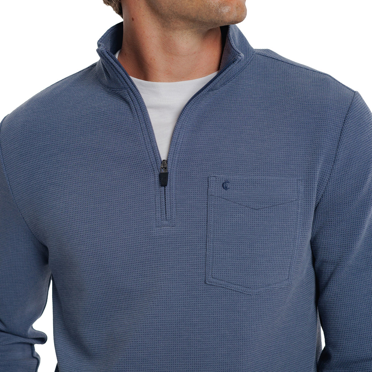 Waffle Stretch Pullover - Dusk Navy