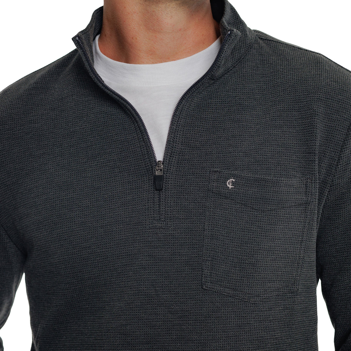 Waffle Stretch Pullover - Black