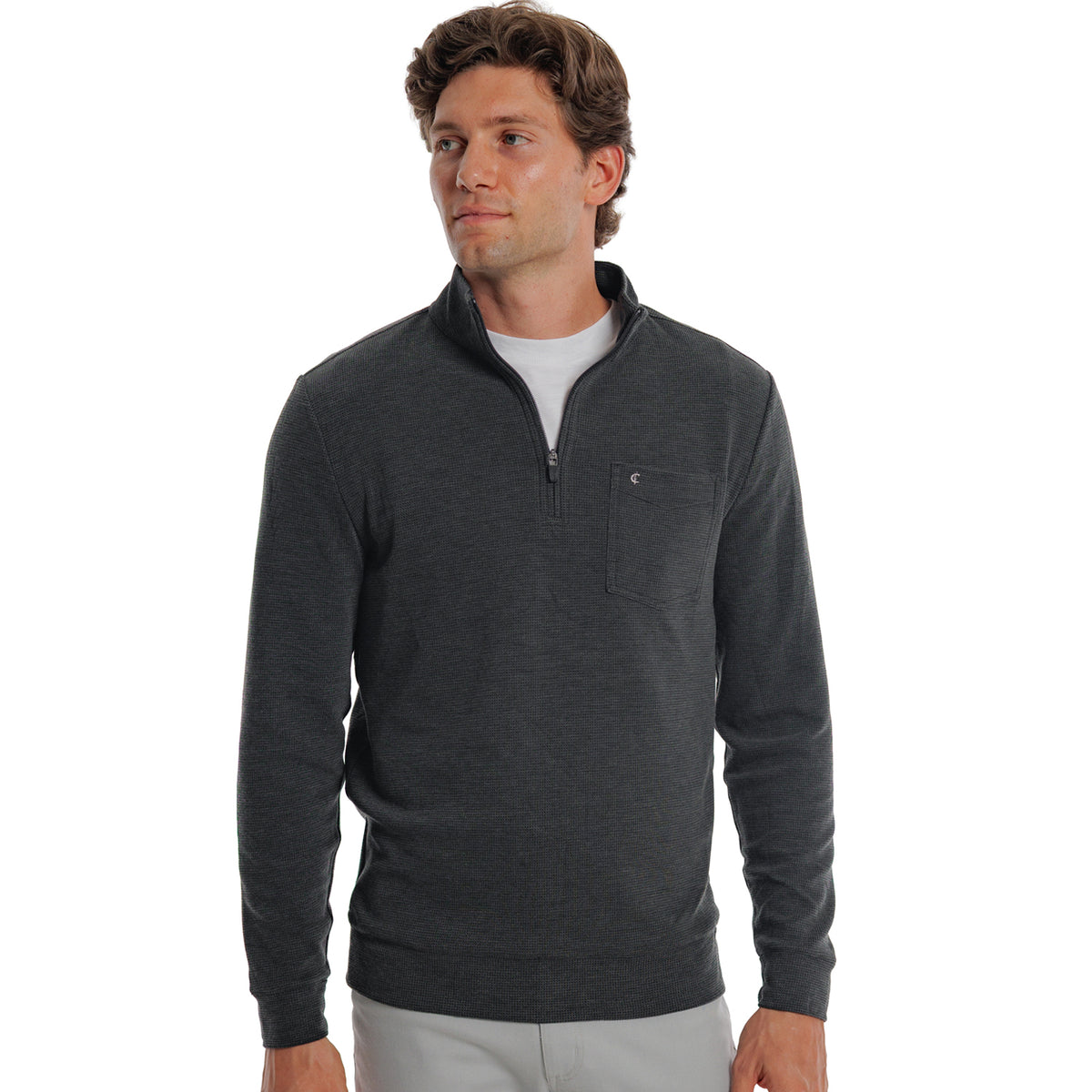 Waffle Stretch Pullover - Black