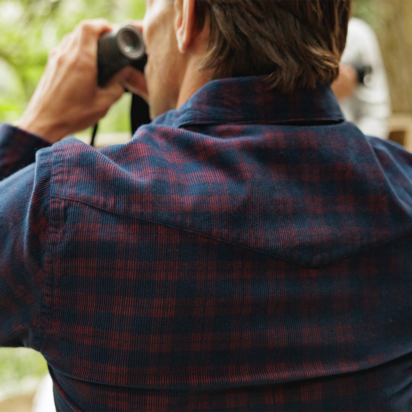Corduroy Pearl Snap - Navy Check