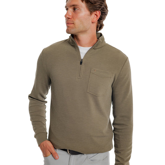 Waffle Stretch Pullover - Stone Gray