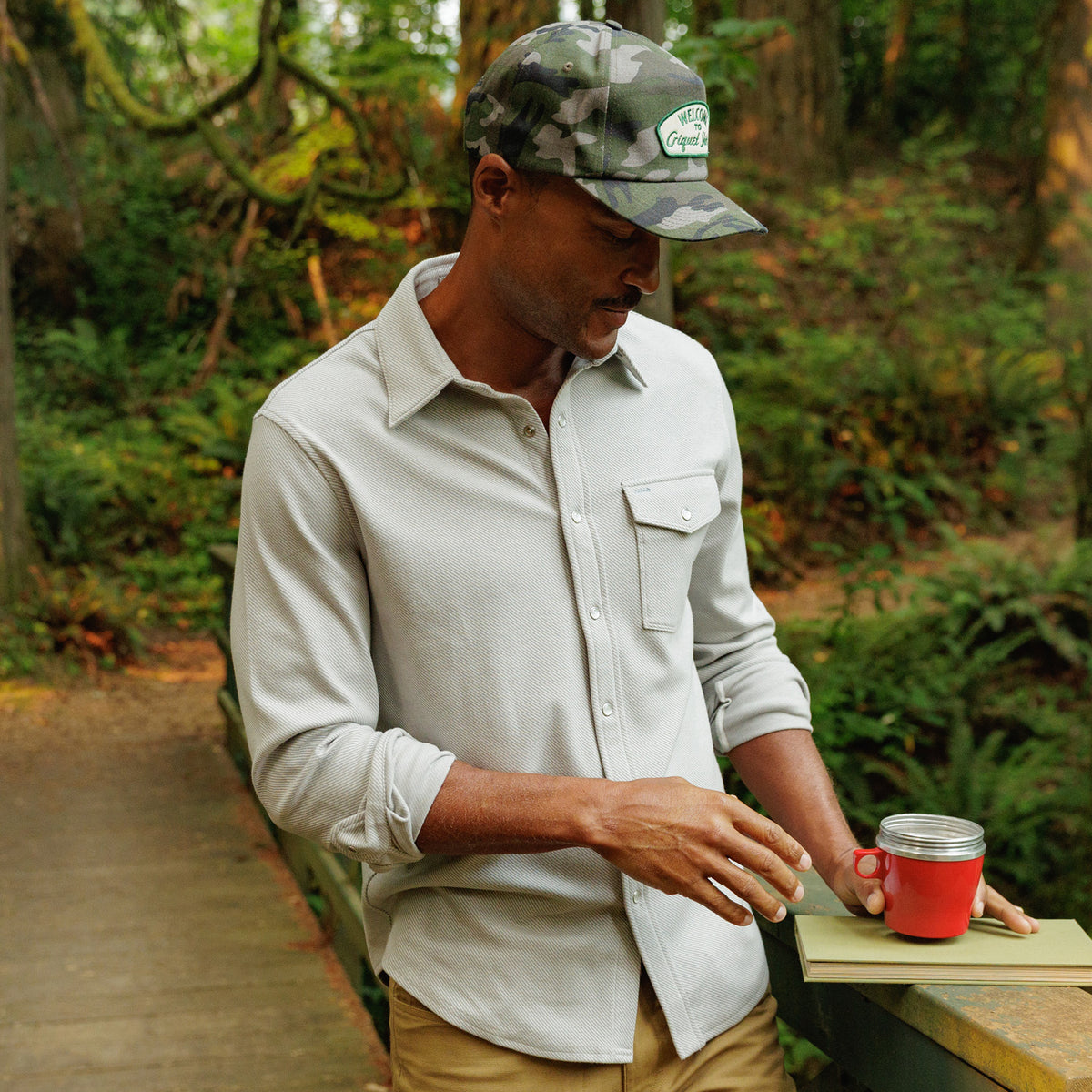 Chill-Knit Twill Pearl Snap - Grey Rock