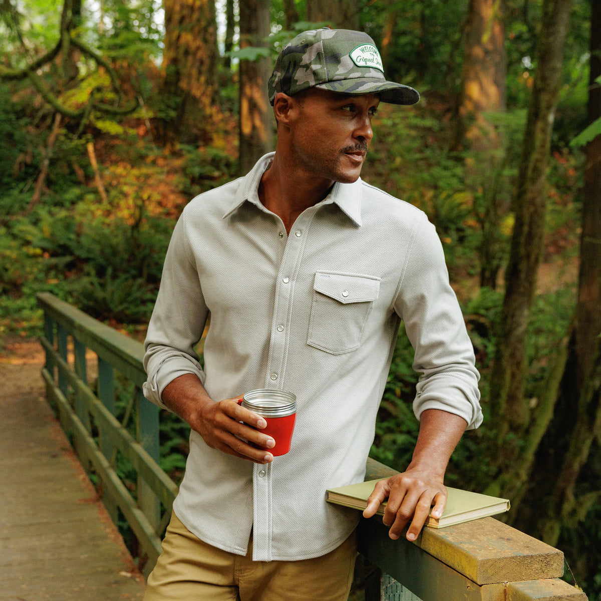 Chill-Knit Twill Pearl Snap - Grey Rock