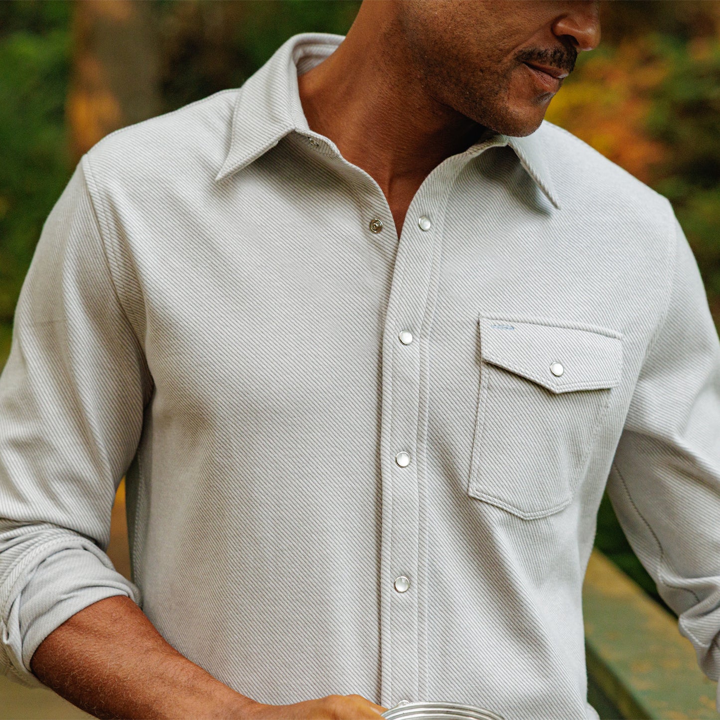 Chill-Knit Twill Pearl Snap - Grey Rock