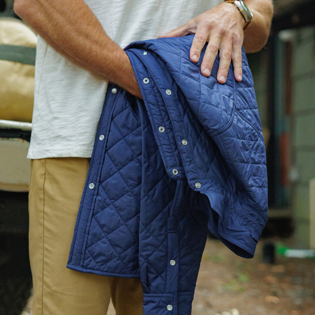 Quilted Shacket - Navy Blue
