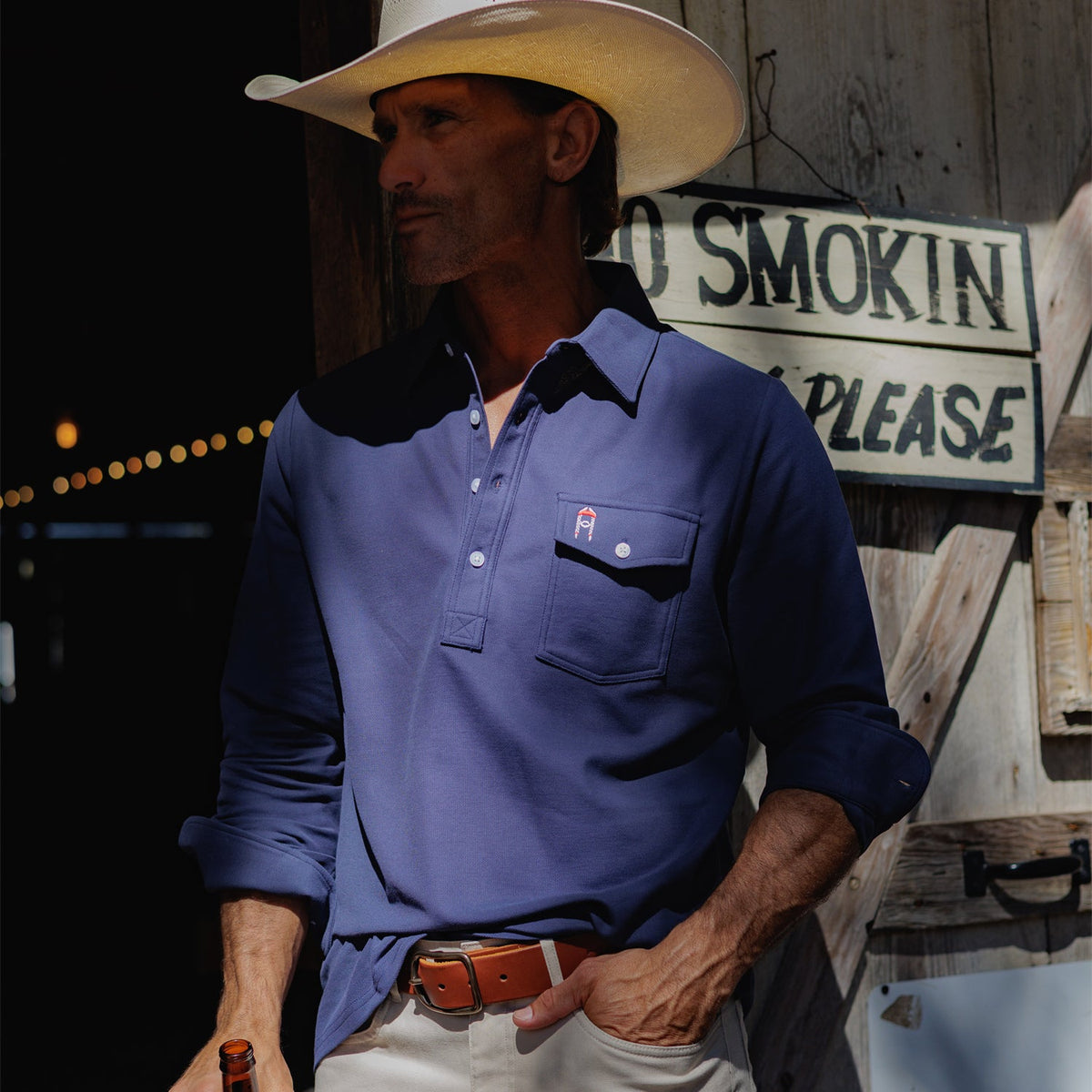 Willie Nelson Long Sleeve Players Shirt - The Icon - Peacoat