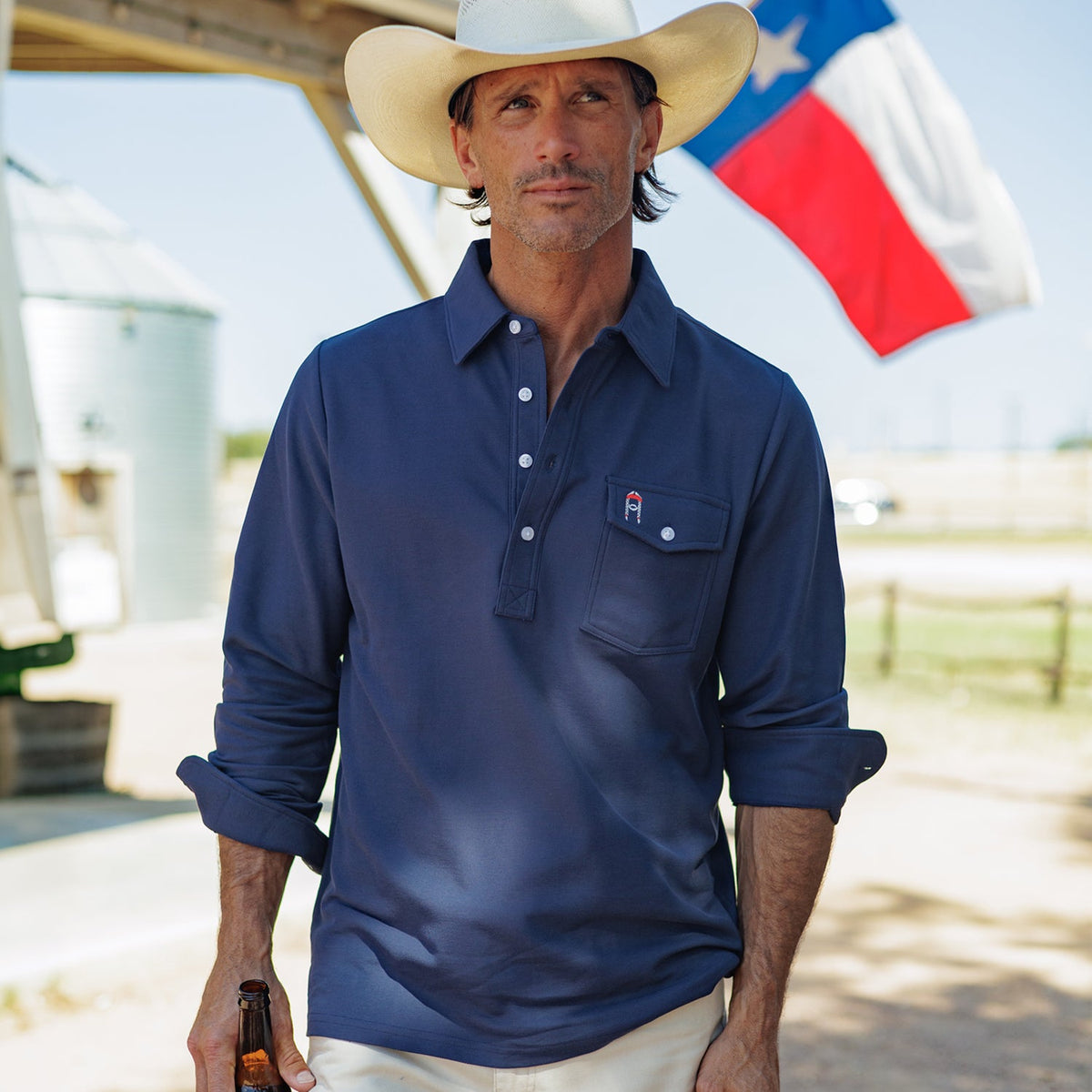 Willie Nelson Long Sleeve Players Shirt - The Icon - Peacoat