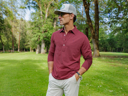 brrr° Long Sleeve Range Polo - Maroon