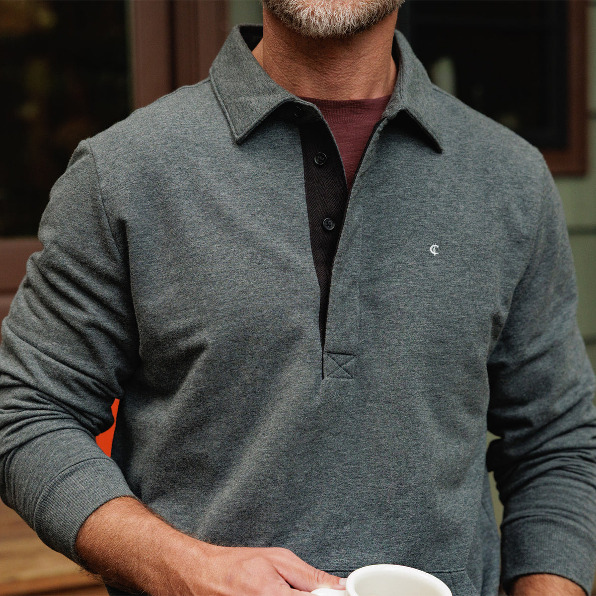 Collared Sweatshirt - Heather Charcoal